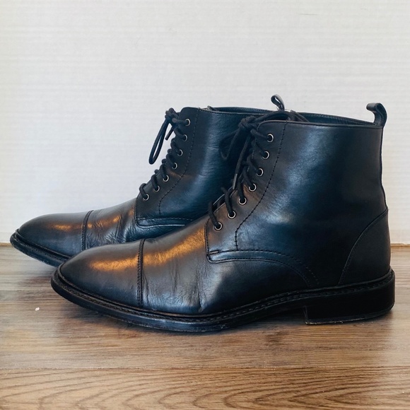 Anthony Veer James, Handmade Mens Black Leather Boots, US 10 / UK 9.